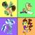 Size: 894x894 | Tagged: safe, artist:alyssaxart, oc, oc only, oc:ferb fletcher, oc:frost d. tart, oc:golden lily, oc:zipper zest, alicorn, pegasus, pony, unicorn, 80's fashion, 80s, alicorn oc, alternate clothes, alternate hairstyle, female, horn, male, mare, not minuette, stallion, sunglasses