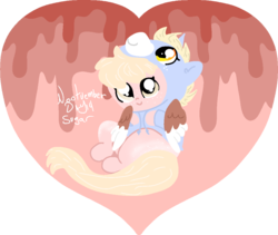 Size: 1159x979 | Tagged: safe, artist:nootaz, oc, oc only, oc:nootaz, oc:sugar plump, pegasus, pony, unicorn, clothes, female, filly, heart, hoodie, nootvember, nootvember 2019, simple background, solo, transparent background