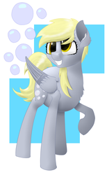 Size: 4000x6500 | Tagged: safe, artist:mindstormproductions, derpy hooves, pegasus, pony, g4, abstract background, bubble, chest fluff, cute, cutie mark, derpabetes, ear fluff, female, mare, solo, teeth, wings