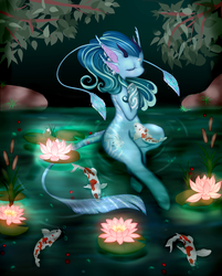 Size: 3300x4100 | Tagged: safe, artist:ginger tea lady, oc, oc:nute, fish, pony, beautiful