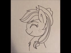 Size: 600x450 | Tagged: safe, applejack, earth pony, pony, g4, animated, female, frame by frame, gif, letterboxing, solo, traditional animation, traditional art
