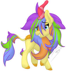 Size: 1309x1417 | Tagged: safe, alternate version, artist:soctavia, oc, oc only, oc:jellybean dreams, kirin, background removed, bedroom eyes, blushing, female, grin, mare, simple background, smiling, solo, transparent background