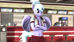 Size: 1920x1080 | Tagged: safe, artist:spinostud, cloudchaser, pegasus, anthro, g4, 3d, clothes, diner, female, mare, midriff, plaid skirt, skirt, source filmmaker