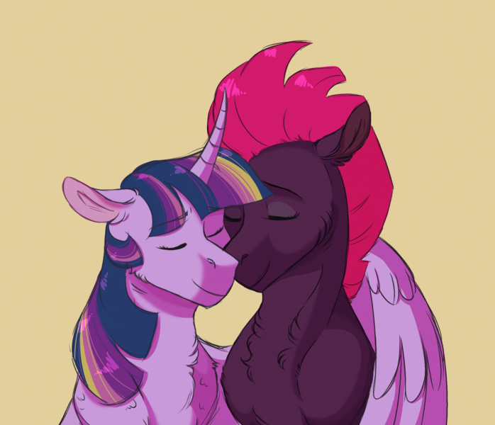 2224972 - safe, artist:gummyhoof, tempest shadow, twilight sparkle,  alicorn, pony, chest fluff, female, hug, lesbian, shipping, simple  background, tempestlight, twilight sparkle (alicorn), winghug - Derpibooru