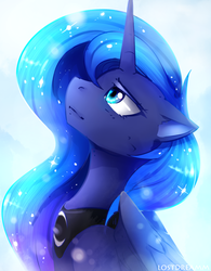 Size: 1000x1280 | Tagged: safe, artist:lostdreamm, princess luna, alicorn, pony, g4, ethereal mane, female, looking up, mare, solo, starry mane