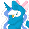 Size: 100x100 | Tagged: safe, artist:angelroselle, oc, oc:fleurbelle, alicorn, pony, adorabelle, adorable face, alicorn oc, bow, cute, female, hair bow, horn, mare, ocbetes, smiling, yellow eyes