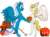 Size: 1046x764 | Tagged: safe, artist:khaosdrawz, oc, oc:fleurbelle, oc:golden skies, alicorn, pegasus, pony, alicorn oc, bipedal, bow, female, fleurden, hair bow, horn, mare, pegasus oc, pumpkin, simple background, transparent background, wagon