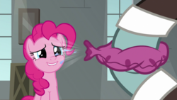 Size: 1920x1080 | Tagged: safe, screencap, pinkie pie, sans smirk, g4, the last laugh, whoopee cushion