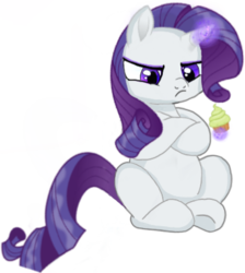 Size: 387x432 | Tagged: safe, artist:dashybestpony, rarity, pony, unicorn, g4, cupcake, diet, female, food, mare, purple eyes, simple background, sitting, wrong eye color