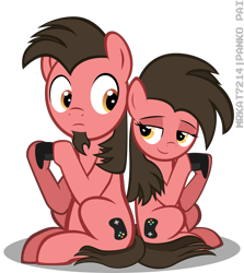 Size: 3125x3500 | Tagged: safe, artist:ace play, oc, oc only, oc:ace play, oc:cutie e, earth pony, pony, bedroom eyes, controller, facial hair, female, goatee, high res, looking at each other, male, mare, oc x oc, rule 63, self ponidox, selfcest, shipping, simple background, stallion, straight, transparent background, vector