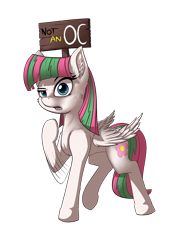 Size: 4677x6614 | Tagged: safe, artist:calena, derpibooru exclusive, blossomforth, pegasus, pony, 2020 community collab, derpibooru community collaboration, g4, absurd resolution, female, not an oc, requested art, sign, simple background, solo, transparent background