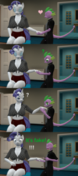 Size: 1920x4320 | Tagged: safe, artist:papadragon69, rarity, spike, anthro, g4, 3d, comic, fake, female, front knot midriff, licking, male, midriff, old master q, older, older spike, parody, reference, ring, ship:sparity, shipping, source filmmaker, straight, tongue out
