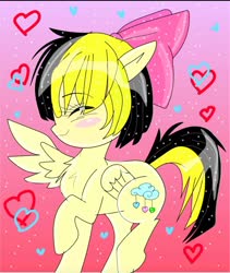 Size: 1080x1277 | Tagged: safe, artist:sessomesmaru, songbird serenade, pegasus, pony, g4, my little pony: the movie, anime, blushing, eyes closed, female, heart, solo