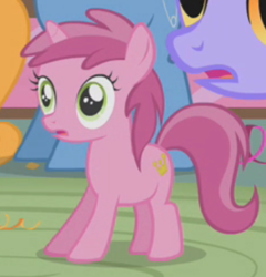 Size: 471x491 | Tagged: safe, screencap, ruby pinch, pony, unicorn, call of the cutie, g4, background pony, cropped, female, filly, foal, solo focus