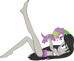 Size: 7446x6129 | Tagged: safe, alternate version, artist:efernothedragon, derpibooru exclusive, hundreds of users filter this tag, octavia melody, spike, spike the regular dog, dog, equestria girls, equestria girls series, g4, barefoot, clothes, feet, not shipping, playing, show accurate, simple background, swimsuit, transparent background, vector