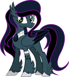 Size: 900x1001 | Tagged: safe, artist:space-higanbana, oc, oc only, oc:medusa, hippogriff, magical lesbian spawn, offspring, parent:princess luna, parent:queen novo, show accurate, simple background, solo, transparent background