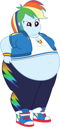Size: 1213x2555 | Tagged: safe, artist:neongothic, rainbow dash, equestria girls, equestria girls series, g4, bbw, belly, belly button, big belly, breasts, busty rainbow dash, chubby cheeks, double chin, fat, female, morbidly obese, obese, rainblob dash, simple background, solo, ssbbw, transparent background, weight gain