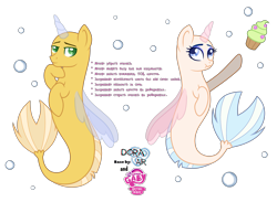 Size: 4745x3467 | Tagged: safe, artist:dianamur, artist:doraair, oc, oc only, seapony (g4), bald, base, collaboration, cyrillic, duo, russian, simple background, translated in the comments, transparent background