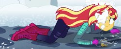 Size: 741x300 | Tagged: safe, screencap, sunset shimmer, equestria girls, equestria girls specials, g4, my little pony equestria girls: better together, my little pony equestria girls: holidays unwrapped, saving pinkie's pie, cropped, female, key, solo
