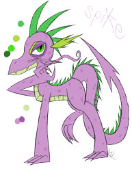 Size: 888x1150 | Tagged: safe, artist:didun850, spike, dragon, g4, all fours, male, older, signature, simple background, text, transparent background, wingless