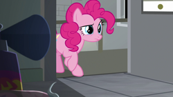 Size: 1920x1080 | Tagged: safe, screencap, pinkie pie, earth pony, pony, g4, the last laugh, female, mare, raised hoof, solo