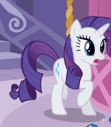 Size: 346x395 | Tagged: safe, screencap, rarity, pony, unicorn, g4, season 2, sisterhooves social, animated, cropped, female, floppy ears, gif, mare, marshmelodrama, rarity being rarity, reaction image, screaming, solo, zip lines