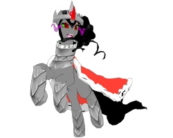 Size: 1280x1024 | Tagged: safe, artist:wynnchi, king sombra, pony, unicorn, g4, 3d, cape, clothes, female, jewelry, mare, necklace, open mouth, queen umbra, rearing, rule 63, simple background, solo, sombra eyes, transparent background