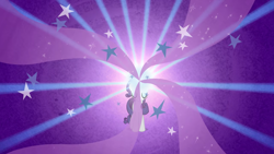 Size: 2880x1620 | Tagged: safe, screencap, rarity, pony, unicorn, g4, suited for success, eyes closed, female, magic, mare, purple background, simple background, special effects, stars