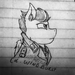 Size: 400x400 | Tagged: safe, artist:biergarten13, oc, oc only, pony, fallout equestria, fallout equestria: ghosts of the past, colonel, german, lined paper, officer, solo, traditional art, world war ii