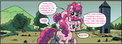 Size: 972x352 | Tagged: safe, artist:pencils, edit, idw, pinkie pie, g4, misspelling of you're, self ponidox, text edit