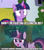 Size: 1280x1440 | Tagged: safe, edit, edited screencap, screencap, mean twilight sparkle, twilight sparkle, alicorn, pony, g4, my little pony: friendship is magic, sparkle's seven, the mean 6, caption, clone, female, image macro, mare, meme, text, twilight sparkle (alicorn)