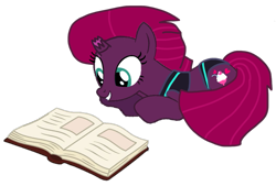 Size: 1243x841 | Tagged: safe, artist:徐詩珮, fizzlepop berrytwist, tempest shadow, pony, unicorn, series:sprglitemplight diary, series:sprglitemplight life jacket days, series:springshadowdrops diary, series:springshadowdrops life jacket days, g4, base used, book, broken horn, clothes, cute, horn, simple background, studying, swimsuit, tempestbetes, transparent background