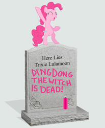 Size: 968x1174 | Tagged: safe, pinkie pie, earth pony, pony, g4, background pony strikes again, dancing, graffiti, grave, gravestone, implied death, implied trixie, op is a duck, the wizard of oz