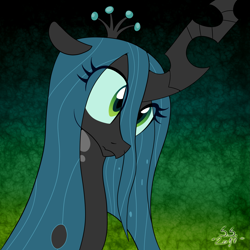 Size: 2449x2449 | Tagged: dead source, safe, artist:scarred-spike, queen chrysalis, changeling, changeling queen, g4, bust, crown, female, high res, jewelry, portrait, regalia, solo