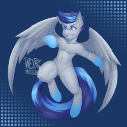 Size: 3200x3200 | Tagged: safe, artist:weirdsketcher, oc, oc only, oc:aspen volare, pegasus, semi-anthro, arm hooves, armpits, awesome, high res, male, muscular male, solo
