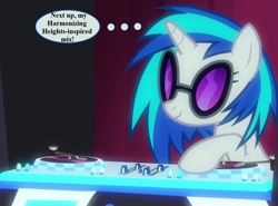 Size: 1458x1080 | Tagged: safe, edit, edited screencap, editor:korora, screencap, dj pon-3, vinyl scratch, a horse shoe-in, g4, cropped, cute, sunglasses, thought bubble, vinylbetes