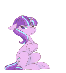 Size: 684x749 | Tagged: safe, artist:braindead, starlight glimmer, pony, unicorn, g4, cute, female, floppy ears, glimmerbetes, mare, pouting, s5 starlight, simple background, sitting, solo, white background