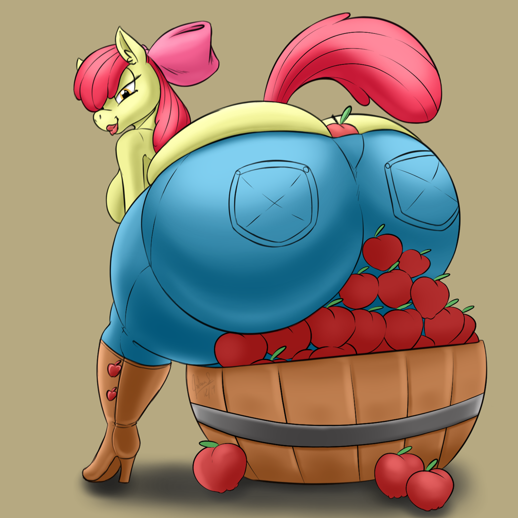 #2226442 - suggestive, artist:tracerpainter, apple bloom, earth pony, anthr...