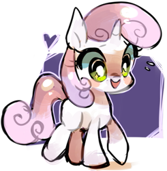 Size: 501x511 | Tagged: safe, artist:kunaike, sweetie belle, pony, unicorn, g4, abstract background, blank flank, cute, diasweetes, female, filly, open mouth, plewds, solo, sweat