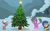 Size: 1280x804 | Tagged: safe, artist:razorbladetheunicron, oc, oc:charred sapphire, oc:firestorm swirl, oc:lanoga, dracony, dragon, earth pony, hybrid, pony, unicorn, lateverse, adopted offspring, alternate universe, base used, christmas, christmas lights, christmas tree, clothes, female, filly, foal, hat, holiday, mistleholly, next generation, offspring, parent:amethyst star, parent:spike, parents:amespike, scarf, snow, snowfall, tree, trio