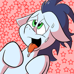 Size: 576x576 | Tagged: safe, artist:pembroke, soarin', pegasus, pony, g4, bust, drool, male, solo, stallion, sweat, tongue out