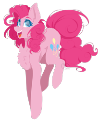 Size: 1864x2242 | Tagged: safe, artist:thelazysense, pinkie pie, earth pony, pony, g4, chest fluff, cute, diapinkes, ear fluff, female, leg fluff, lineless, mare, open mouth, simple background, solo, transparent background