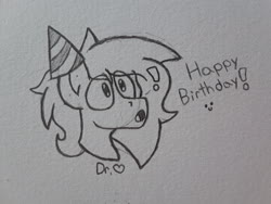 Size: 2576x1932 | Tagged: safe, artist:drheartdoodles, oc, oc only, oc:dr.heart, clydesdale, pony, birthday, hat, party hat, solo, traditional art
