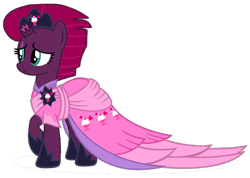 Size: 1465x1041 | Tagged: safe, artist:徐詩珮, fizzlepop berrytwist, tempest shadow, pony, unicorn, series:sprglitemplight diary, series:springshadowdrops diary, g4, alternate universe, base used, broken horn, clothes, coronation dress, crown, cute, dress, horn, jewelry, regalia, second coronation dress, simple background, tempestbetes, transparent background