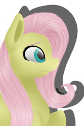 Size: 540x812 | Tagged: safe, artist:filypaws, fluttershy, pony, g4, female, frown, mare, raised hoof, redraw, shadow, simple background, solo, white background