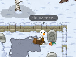 Size: 749x562 | Tagged: safe, bird, goose, pegasus, pony, pony town, carmen, crossover, cursed image, flower, gravestone, graveyard, implied death, lobotomy corporation, not silver quill, ponified, sad, solo, untitled goose game, wat