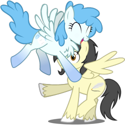 Size: 1000x1000 | Tagged: safe, artist:flash equestria photography, oc, oc only, oc:cloudy cuddles, oc:sable quill, pegasus, pony, 2020 community collab, derpibooru community collaboration, chest fluff, female, glomp, happy, simple background, solo, surprise hug, surprised, this will end in cuddles, transparent background, unshorn fetlocks, vector