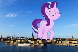 Size: 2236x1500 | Tagged: safe, artist:tardifice, artist:thegiantponyfan, starlight glimmer, pony, unicorn, g4, building, female, giant pony, giant starlight glimmer, giantess, highrise ponies, irl, macro, mare, mega giant, mega glimmer, photo, ponies in real life, smug, smuglight glimmer, stockholm, sweden