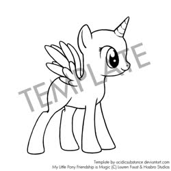 Size: 665x665 | Tagged: safe, artist:acidicsubstance, oc, oc only, alicorn, pony, .psd available, alicorn oc, base, horn, lineart, monochrome, obtrusive watermark, simple background, solo, text, watermark, white background