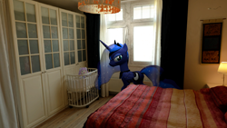 Size: 2732x1536 | Tagged: safe, artist:feuerrader-nmm, princess luna, alicorn, pony, g4, 3d, doll, irl, photo, ponies in real life, solo, toy
